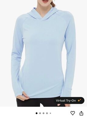Women's Bamboo Light Blue Hooded Long-Sleeve Pullover